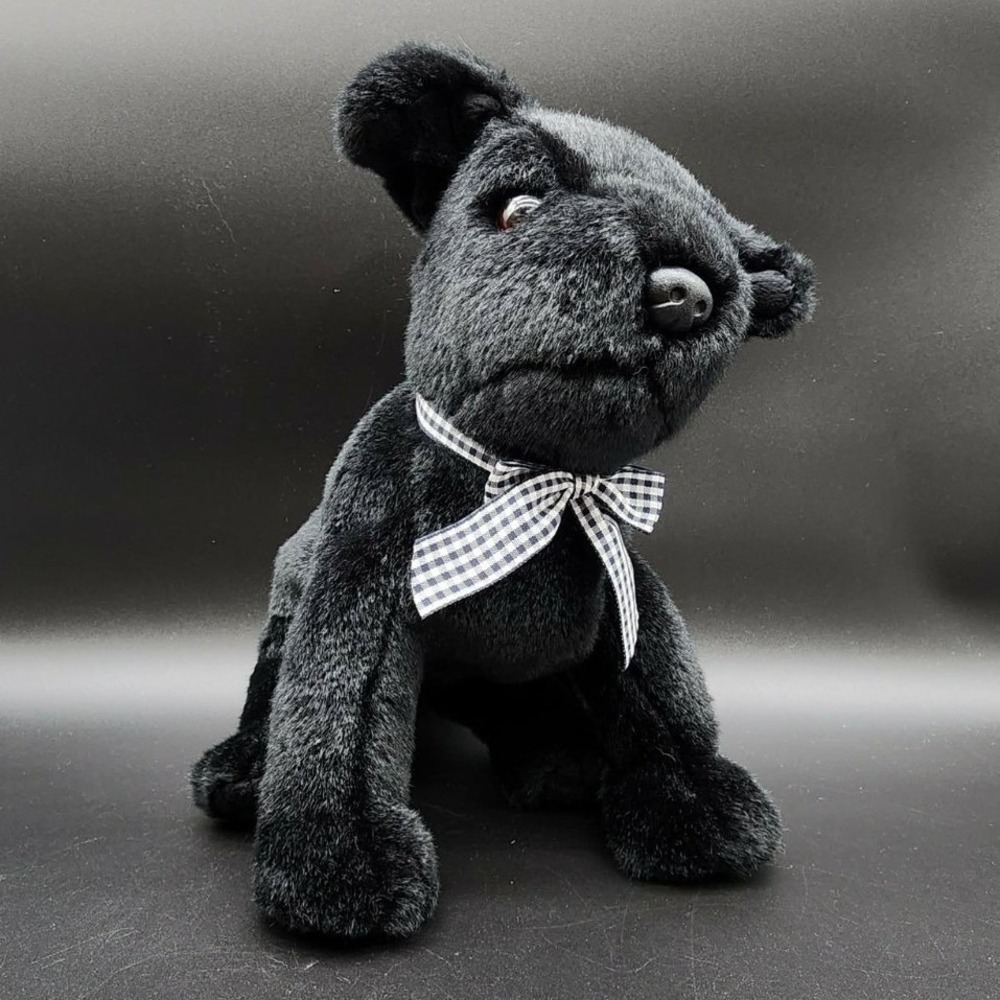 Ty Black Luke Beanie Buddies Black Lab Dog Plush 2001 Vintage Puppy Gingham Bow